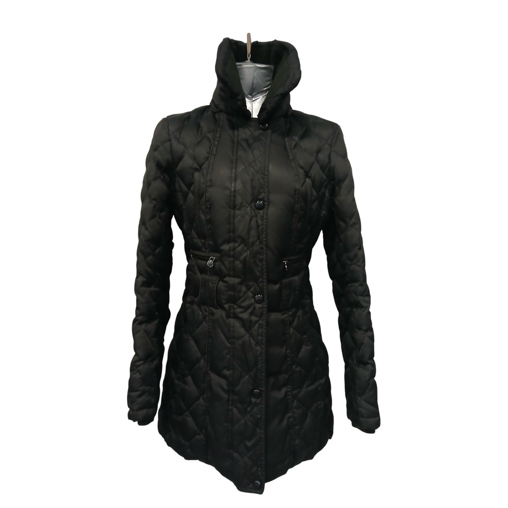 Laundry by Shelli Segal Women S Quilted Down Feather Blend Puffer Coat Zip Black